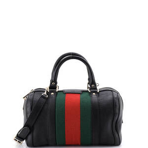Gucci Small Vintage Web Boston Bag Leather